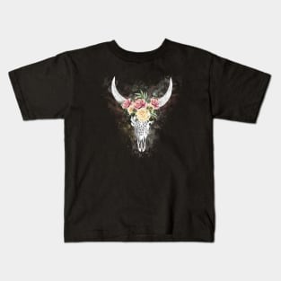 Cow skull floral 16 Kids T-Shirt
